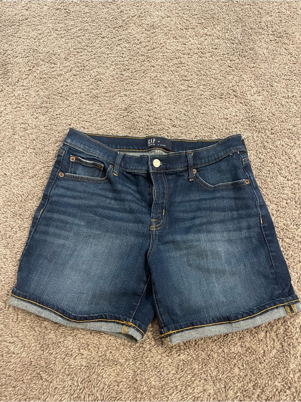 GAP Mid-Rise Dark Blue Denim Roll-Hem Shorts